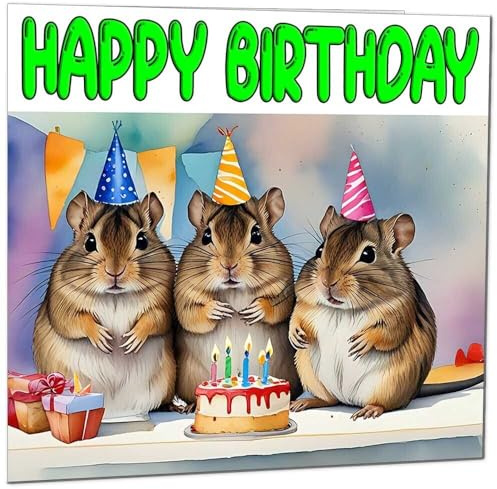 Degu Geburtstagskarte – niedliche Degu's Geburtstagskarte, 145 x 145 mm