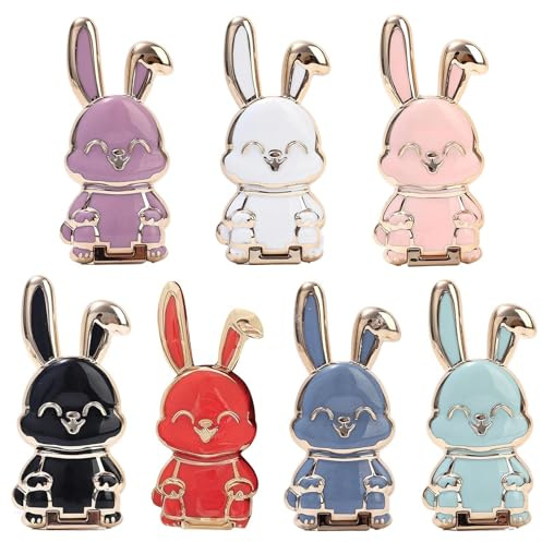 Lot de 7 supports de téléphone portable en forme de lapin mignon, support de téléphone portable de bureau, support de téléphone portable avec tige télescopique, support de téléphone portable en