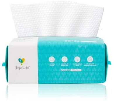 Disposable Dry Wipes for Adults Personal Care, Large, Softer & Thicker Wet and Dry Use, Makeup Remover Wipes Multipack, Biodegradable, Chemical-Free, Sensitive Skin, Travel Wipes (Pack of 1-60 Pieces)