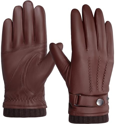 BISON DENIM Herren Winter Lederhandschuhe Warme Kaschmirhandschuhe | Touchscreen-Funktion, Autofahrerhandschuhe, wärmespeichernd, Stretch-Passform