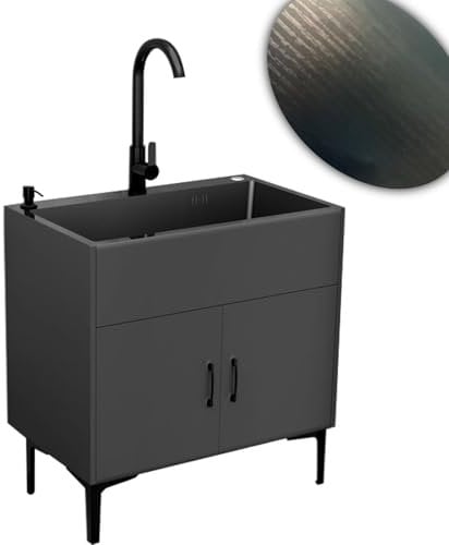 Spülschrank, Waschbeckenunterschrank, Küchenorganisation Spüle, Außenbereich Handwaschbecken, Mit Spülbecken Und Armatur, Für Outdoor Indoor Garage Küche Wäscherei Hauswirtschaftsraum(Nero,75cm)