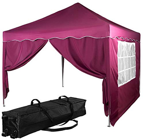 INSTENT Pavillon 3 x 3 m Basic wasserdicht UV Schutz 50+, 2 Seitenteile, Farbwahl, Bordeaux-Rot