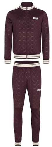 Lonsdale Herren Trainingsanzug schmale Passform ASHWELL Oxblood/Ecru 3XL