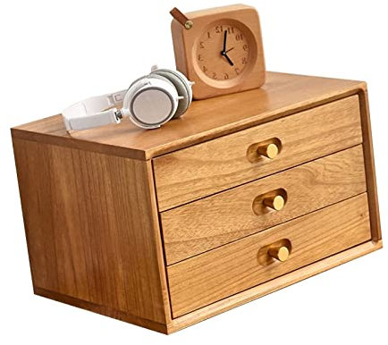 IUBGFTO Desktop-Organizer-Aufbewahrungsbox – Desktop-Aktenschrank, Desktop-Organizer aus Holz, Schubladen-Schreibtisch-Aufbewahrungsbox, Vintage-Design-Organisationsschrank, für das Heimbüro