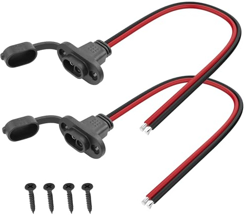 YACSEJAO 2 confezioni di cavi SAE a collegamento rapido 12 AWG, 1,3 ft/40 cm, rettangolare, resistente alle intemperie, connettore rapido SAE per modulo solare, connettore montato a filo con 4 viti
