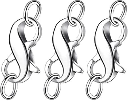 HUAJINGKEJI Fashion Jewelry, 3 Pieces Lobster Clasp Lock Double Opening Necklace Connector Bracelet Extender Clasp for Jewelry Repair Silver Gold