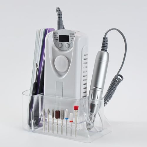 Nail Drill Holder, 10 Holes Nail Drill Machine Bits Manicure Tools Storage Box Transparent Multifunctional Nail Drill Grinding Bit Organizer