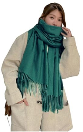 CMZYBBD Schal Wollschal Für Damen – Dicker Kaschmir Für Herbst Und Winter, Vielseitiger Schal, Roter Schal Mit Doppeltem Verwendungszweck Als Wärmendes Geschenk Für Damen-grün-200 * 70 cm