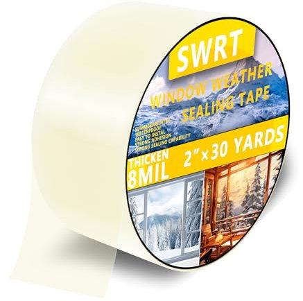 SWRT 2”x 30 YD 8 Mil Heavy Duty Transparent Window Weather Sealing Tape, No Residue Window Insulation for Summer, Blocks Pollen, Dust & Bugs，Preventing Cold Air Loss in Summer Door and Window Seal Kit
