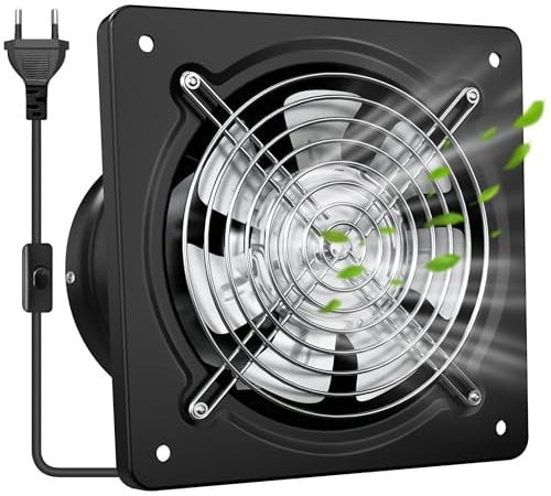 Yrichtra 150 mm Extracteur d'Air Chaud 525m³/h– Puissant, Silencieux, et Efficace | Valve Anti-Retour | Prévention de l'Humidité et Refroidissement | Idéal pour Cuisine, Salle de Bain, Noir