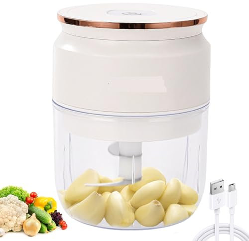 300ml Zwiebel Zerkleinerer Elektrisch, Zwiebelschneider Elektrisch Multizerkleinerer Küche Aufladbar mit Ladekabel, Universal Mixer Gemüsezerkleinerer für Zwiebeln Fleisch Knoblauch Gemüse Obst
