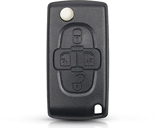 AUTOZOCO Carcasa Mando Llave Coche 4 Botones,Compatible con Peugeot 107 207 307 308 407 607 807 1007,Lancia Phedra,Citroën C2 C3 C4 C5 C6 C8,Fiat Ulysse,Sin zocalo de Pila