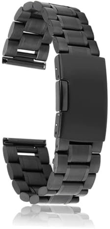 Holibanna 2stücke Edelstahl-uhrenarmband Schwarz Mit Massiven Gliedern Und Geradem Ende Inklusive Federstegen Und Faltschließe Mit Druckknopf