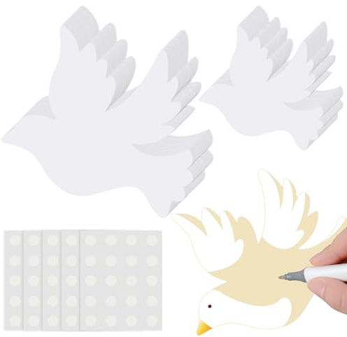 Harloon Papierausschnitte in Taubenform, 14 cm, 8,9 cm, für Klassenzimmer, Pinnwand, Akzente, Bastelarbeiten, Dekoration, mit 100 Klebepunkten, für Schule, Zuhause, Party, 100 Stück