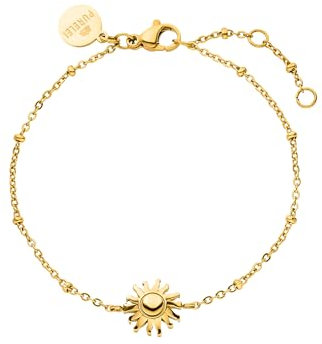 Purelei® Elegantes Armband mit Sonnen-Anhänger – Edelstahl in Gold, Silber & Roségold, verstellbar - Frauenarmband - Bracelet (Gold)