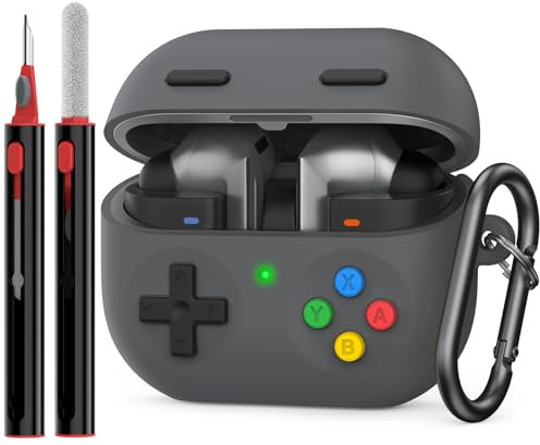 Delidigi Funda Galaxy Buds 3 FE (2025)/Galaxy Buds3 Pro y Galaxy Buds 3 (2024) Silicona Diseño Clásico Consola Juegos Mano Botón 3D para Samsung Galaxy Buds3 Pro con Kit Limpieza & Mosquetón