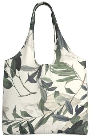 Cbaaghh Cute Palm Tree Leaves Print Canvas Tote Bags,Reusable Grocery Shopping Cloth Bags For Shopping, Gift, Beach, Travel