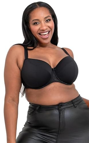 Flirtelle Emma Padded Underwired Balcony Bra Womens Lingerie, Black, 42J