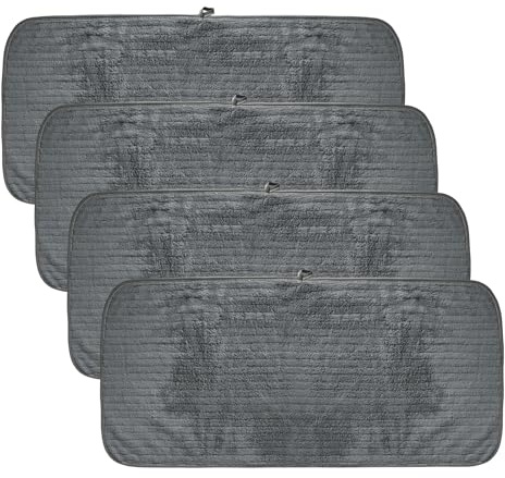 Rieoany 4er Pack Grau Mikrofaser Handtücher, Große 75 x 35 cm Badetücher, Schnelltrocknende und Saugfähige Sporthandtücher für Fitnessstudio und Reisen