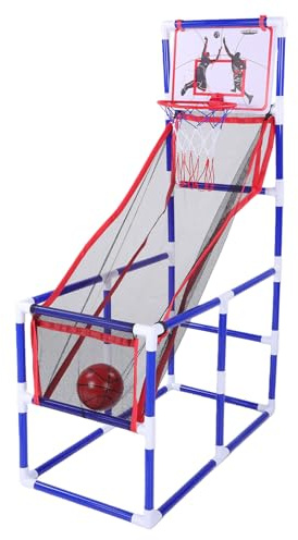 SPYMINNPOO Indoor-Basketballkorb, 4 Lautlose Basketballbälle mit Hoher Sprungkraft und Tragbarer Luftpumpe, Automatisches Ballrücklaufsystem, Kompaktes Design für das Spielen Im I