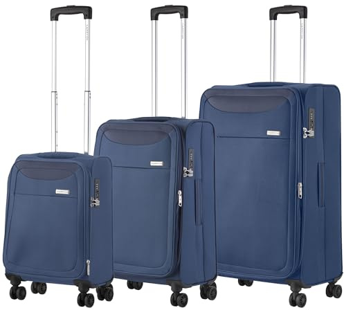 CarryOn Air Set de 3 Valises Souples Extensible - Ensemble de Bagages 55 66 77cm avec TSA (Bleu, 3 pcs Set)