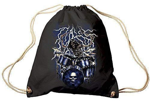Trendbag Turnbeutel Schlagzeuger Skelett Bones Drummer 65307 versch. Farben Farbe schwarz