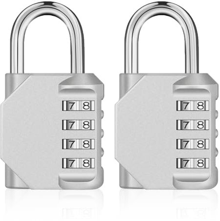ZHEGE Cadenas a Code Pour Casier, Cadenas Casier Code 4 Chiffres Pour Gym, Vestiaire, College, Scolaire Armoire, Escape Game, Cadenas Code Exterieur Abri de Jardin (2 Pièces, Argent)