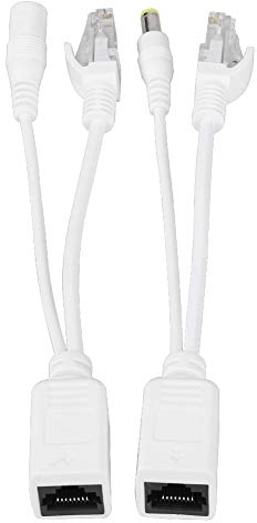 Tosuny 10 Pares Cable PoE Ethernet PoE Pasivo Adaptador Inyector + Splitter DC 12 V, Conector de Alimentación y RJ45 Conector para CCTV Cámara