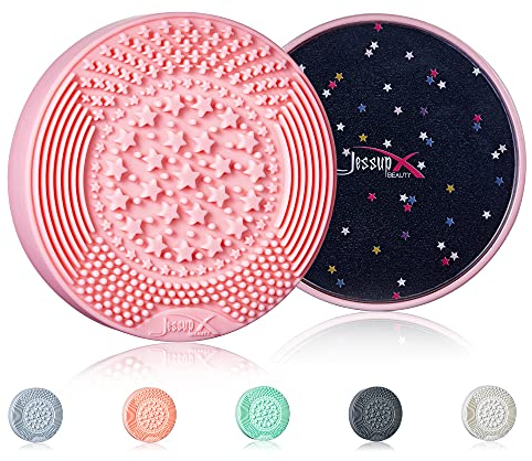 Jessup Pinselreiniger Mat Silikon Make-up Pinsel-Reinigung Matte mit Schwamm Make-up Pinsel Lidschattenpinsel Augenpinsel Puderpinsel Waschwerkzeug (Rosa) A005
