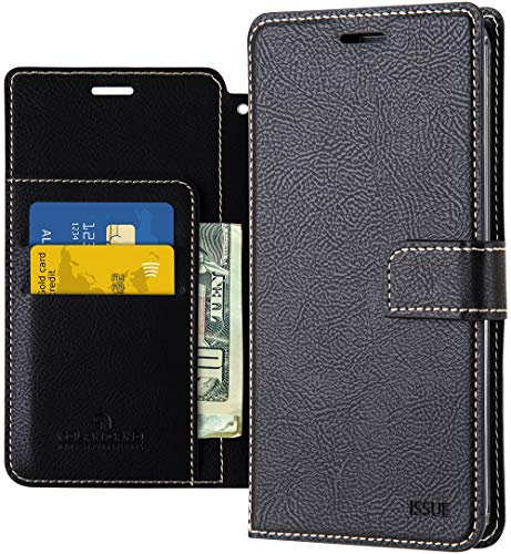 LG Q7 Hülle, LG Q7 Plus Wallet Case, Qoosan Leder Flip Kickstand Handyhülle mit Kartenhalter