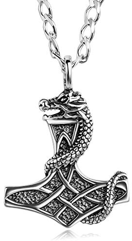 Collar De Hombre Con Colgante Martillo De Thor Estilo Arte Vikingo