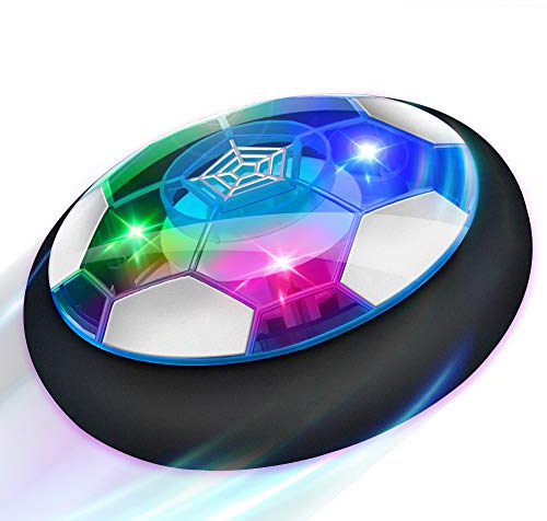 Baztoy Air Power Football, Jouet Enfant Ballon de Foot Rechargeable avec LED Lumière Hover Soccer Ball Jeux de Foot Cadeau d'anniversaire pour Garçons Filles Jeux Intérieur Extérieur Sport Ball