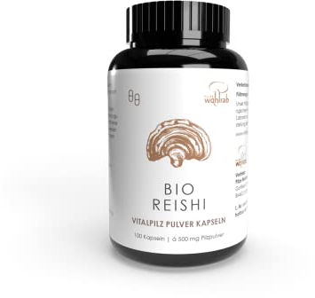 Pilze Wohlrab - Reishi Kapseln Bio Pulver - 100 Stück, 500 mg reines Reishi Pulver je Kapsel, Höchste Bio-Qualität - 1 Dose - Nahrungsergänzungsmittel