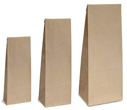 10x Blockbodenbeutel ohne Sichtfenster - 250g - 8 x 5 x 24,3 cm - Papiertüten Bodenbeutel Geschenktüte Papierbeutel Tütchen Kraftpapier Papierbeutel Adventskalendertüten zum Befüllen