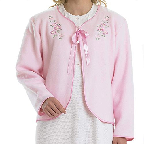 Slenderella Veste de lit en polaire avec nœud ruban, rose, 46-48