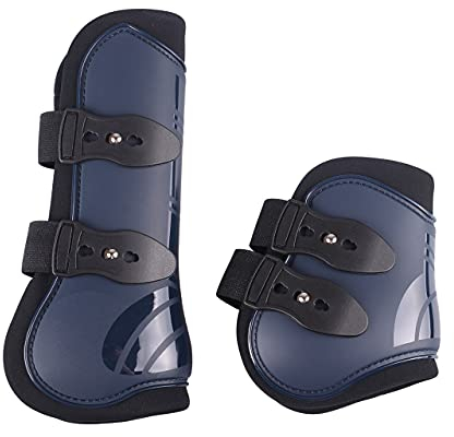 QHP Gamaschen-Set vorne und hinten 4er Set Polyurethan mit Neoprenfutter (Pony, Navy)