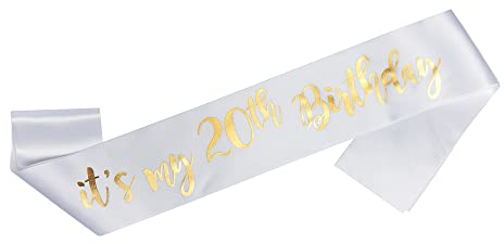 OMISS Schärpe in Weiß und Gold - It's my 20th Birthday - Seien Sie der Schönste für Ihren Geburtstag