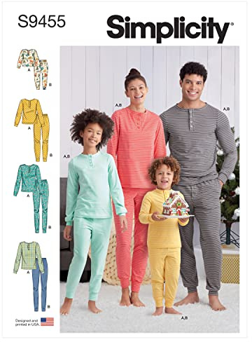 Simplicity Schnittmuster S9455 Strickhosen und Oberteile für Damen, Herren und Kinder