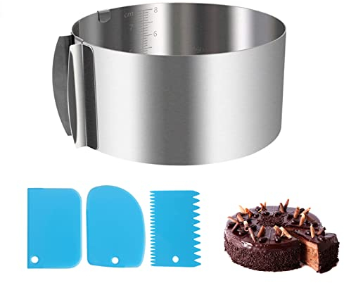 Backrahmen Rechteckig Verstellbar,8cm hohe Edelstahl Backform,Backblech Ausziehbar,Kuchenform Eckig zum Backen und für die Zubereitung von Schichttorten,Kuchen,Desserts,Backen,Tortenrahmen 34x 48cm