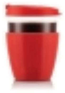 BODUM JOYCUP 12091-04 Glass Travel Mug with Lid and Silicone Sleeve 0.4 L, Red