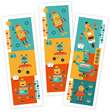 Junapack 12 LesezeichenJungen Roboter Mitgebsel für Kindergeburtstag Gastgeschenke für Jungen Mädchen