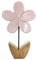 Holz Figur Blume glasiert hell-rosa 12 x 21cm Dekofigur Tisch-Deko Holzblume Skulptur