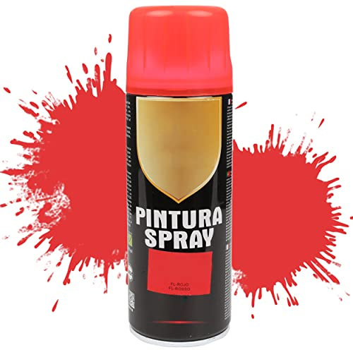 Etrexonline Pintura Spray Multicolor Profesional 400ml Adecuado Metal Madera y Plástico - Color Rojo fluorescente (Paquete de 1)