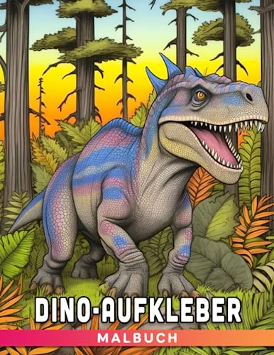 Dino Aufkleber Ausmalbuch: Erstelle prähistorische Welten mit wiederverwendbaren Stickern und Ausmalbildern - Eine spaßige Aktivität für Kinder im Alter von 4-7 Jahren