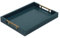 Serving Tray with Polished Metal Handles, 16.5''x12'' Rectangle Coffee Table Tray, Modern Decorative Tray, Large Ottoman Tray, Perfect for Storage and Display (Teal)
