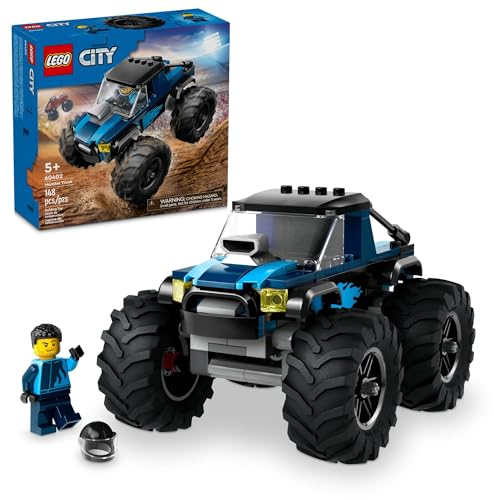 LEGO City Blue Monster Truck Off-Road Spielzeug Spielset mit Fahrer-Minifigur, fantasievolles Spielzeug für Kinder, lustiges Geschenk für Jungen und Mädchen ab 5 Jahren, Mini Monster Truck, 60402