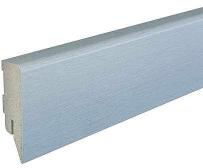 Kosche | Plinthe | Topline | MDF | 16 x 58 x 2500 mm | Argent | Plinthe | Haute qualité | Robuste | 25 mètres