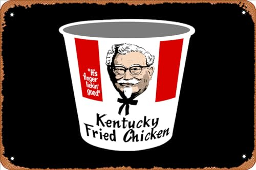 Zuhhgii Retro-Blechschild KFC Eimer Vintage lustige Neuheit Metallschilder Männerhöhle humorvolle Schilder Filme Musik Bar Kunst Poster Retro Druck Wanddekoration Garage Geschenke 30,5 x 20,3 cm
