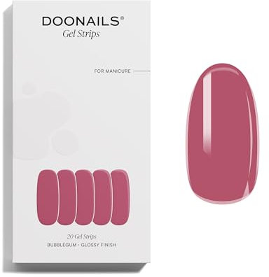 Doonails – Gel Folien Bubblegum – 20 UV Gel Strips in 9 Größen mit Extra-Länge – Nagelfolien selbstklebend & UV härtend – Nagelaufkleber mit bis zu 14 Tagen Halt