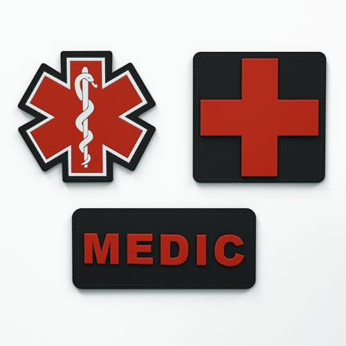 Patch Force - Sanitäterkreuz Rubber Patch für Bundeswehr, Polizei und Feuerwehr - Für taktische Rucksäcke, medizinische Taschen, Erste-Hilfe-Kits, First Aid Pouch - 5cmx5cm